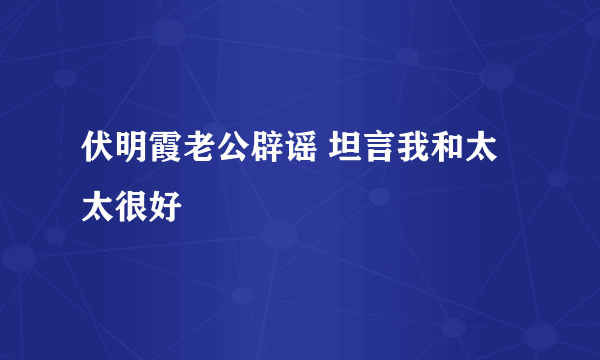 伏明霞老公辟谣 坦言我和太太很好