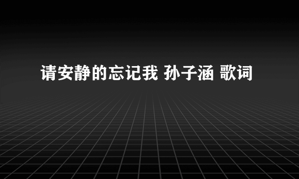 请安静的忘记我 孙子涵 歌词