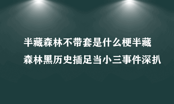 半藏森林不带套是什么梗半藏森林黑历史插足当小三事件深扒