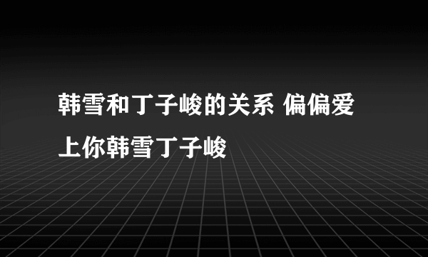 韩雪和丁子峻的关系 偏偏爱上你韩雪丁子峻