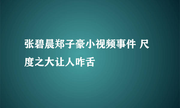 张碧晨郑子豪小视频事件 尺度之大让人咋舌