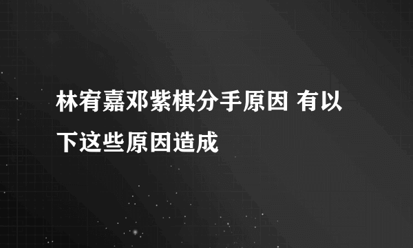 林宥嘉邓紫棋分手原因 有以下这些原因造成