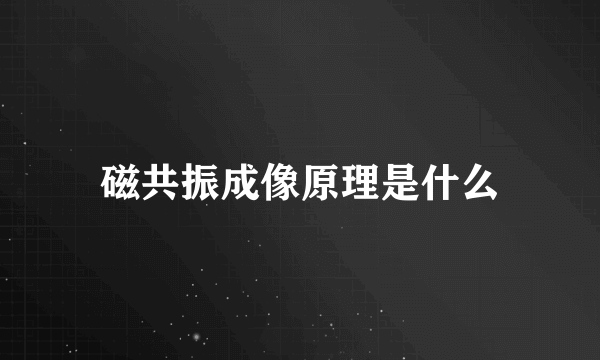 磁共振成像原理是什么