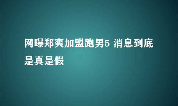 网曝郑爽加盟跑男5 消息到底是真是假