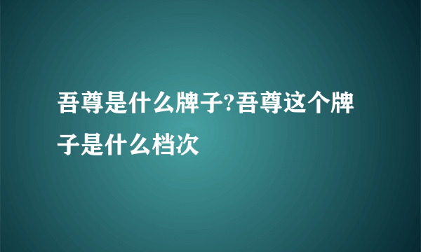 吾尊是什么牌子?吾尊这个牌子是什么档次