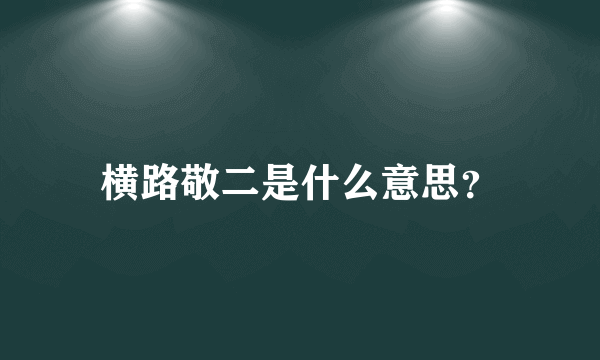 横路敬二是什么意思？