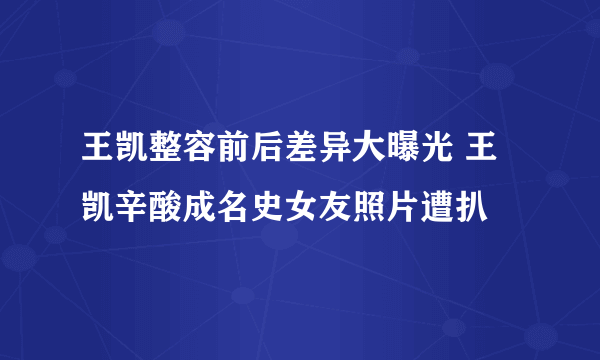 王凯整容前后差异大曝光 王凯辛酸成名史女友照片遭扒