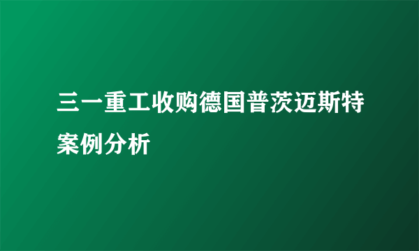 三一重工收购德国普茨迈斯特案例分析