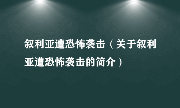 叙利亚遭恐怖袭击（关于叙利亚遭恐怖袭击的简介）