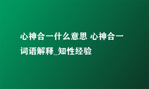 心神合一什么意思 心神合一词语解释_知性经验