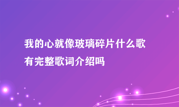 我的心就像玻璃碎片什么歌 有完整歌词介绍吗