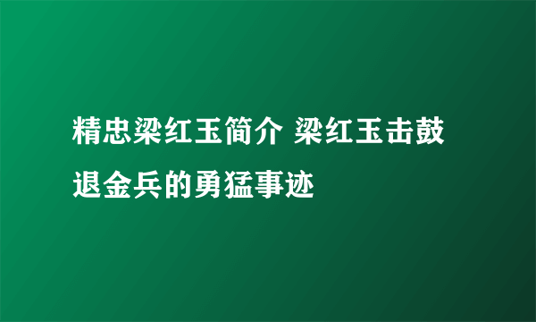 精忠梁红玉简介 梁红玉击鼓退金兵的勇猛事迹