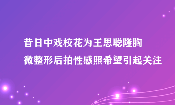 昔日中戏校花为王思聪隆胸 微整形后拍性感照希望引起关注