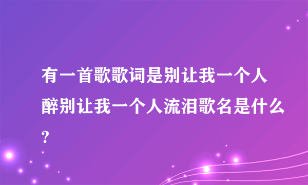 有一首歌歌词是别让我一个人醉别让我一个人流泪歌名是什么?