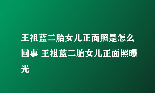 王祖蓝二胎女儿正面照是怎么回事 王祖蓝二胎女儿正面照曝光