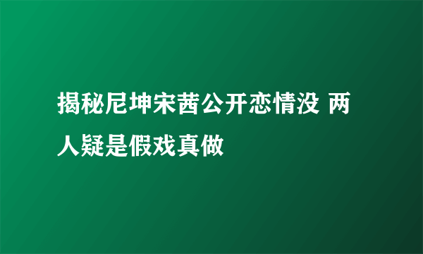 揭秘尼坤宋茜公开恋情没 两人疑是假戏真做