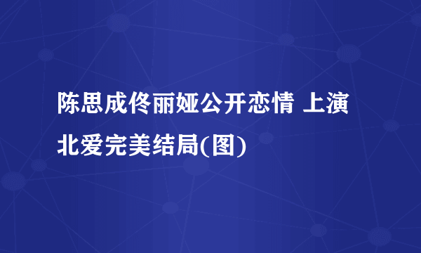 陈思成佟丽娅公开恋情 上演北爱完美结局(图)