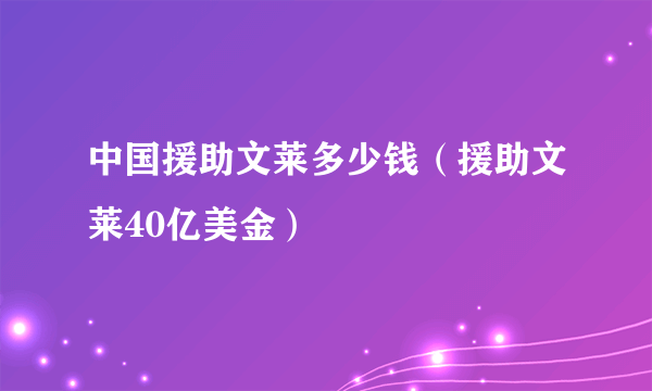 中国援助文莱多少钱（援助文莱40亿美金）