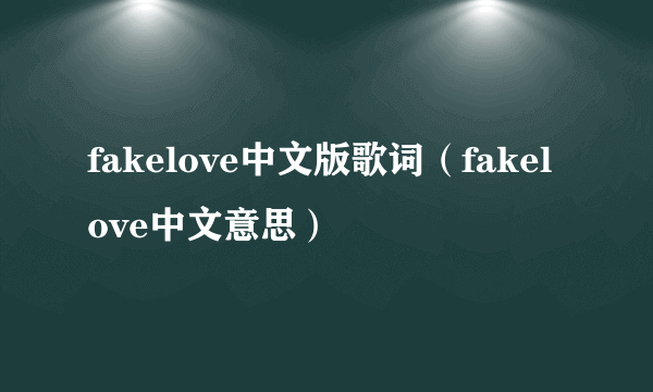 fakelove中文版歌词（fakelove中文意思）