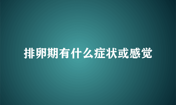 排卵期有什么症状或感觉