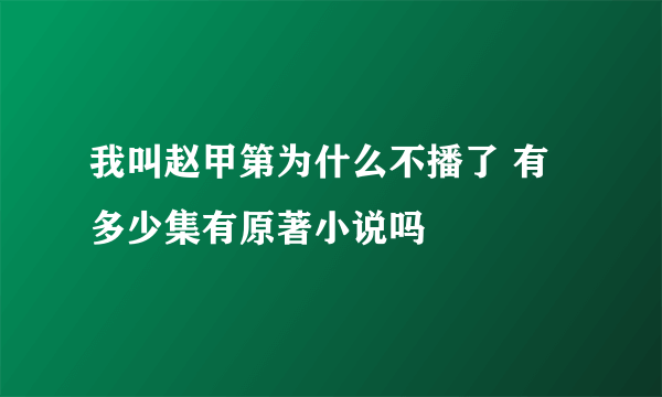 我叫赵甲第为什么不播了 有多少集有原著小说吗