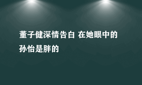 董子健深情告白 在她眼中的孙怡是胖的