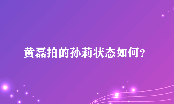 黄磊拍的孙莉状态如何？