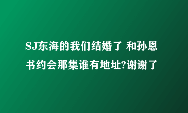 SJ东海的我们结婚了 和孙恩书约会那集谁有地址?谢谢了