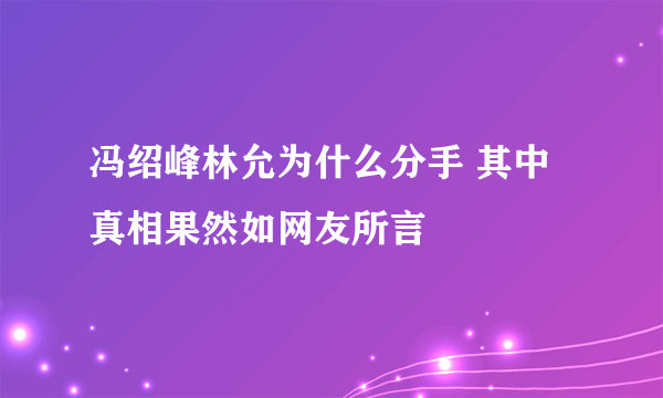 冯绍峰林允为什么分手 其中真相果然如网友所言