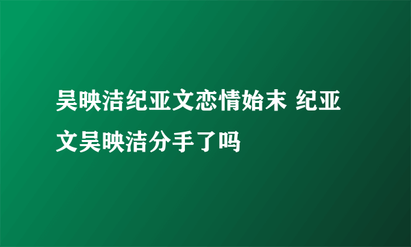 吴映洁纪亚文恋情始末 纪亚文吴映洁分手了吗