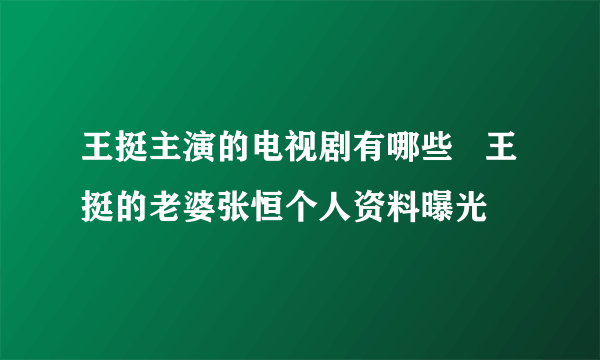 王挺主演的电视剧有哪些   王挺的老婆张恒个人资料曝光