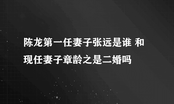 陈龙第一任妻子张远是谁 和现任妻子章龄之是二婚吗