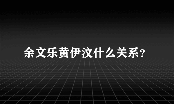 余文乐黄伊汶什么关系？