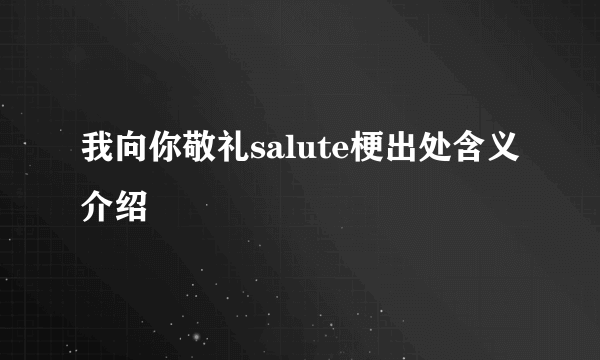 我向你敬礼salute梗出处含义介绍