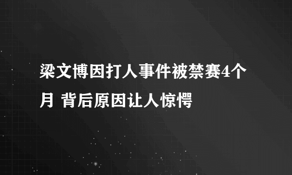 梁文博因打人事件被禁赛4个月 背后原因让人惊愕