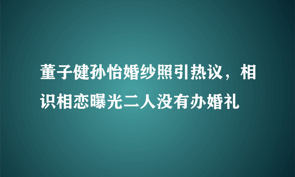 董子健孙怡婚纱照引热议，相识相恋曝光二人没有办婚礼