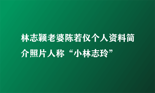 林志颖老婆陈若仪个人资料简介照片人称“小林志玲”