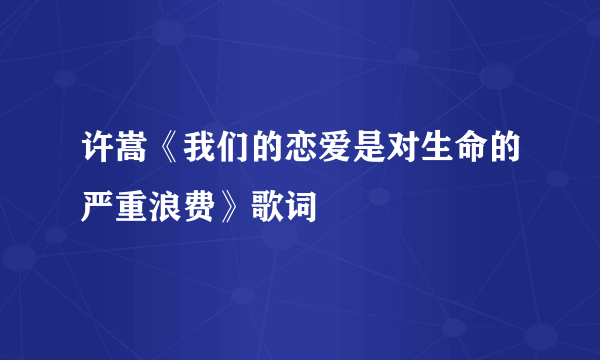 许嵩《我们的恋爱是对生命的严重浪费》歌词