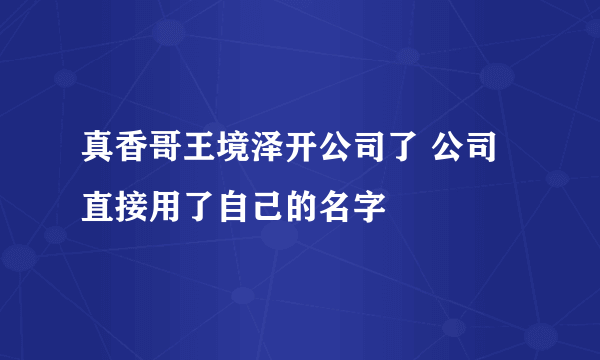 真香哥王境泽开公司了 公司直接用了自己的名字