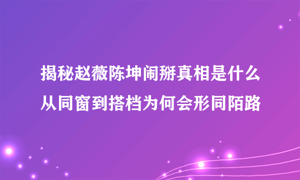 揭秘赵薇陈坤闹掰真相是什么从同窗到搭档为何会形同陌路