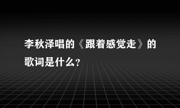 李秋泽唱的《跟着感觉走》的歌词是什么？