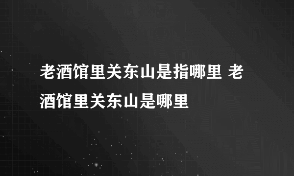 老酒馆里关东山是指哪里 老酒馆里关东山是哪里