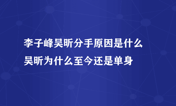 李子峰吴昕分手原因是什么 吴昕为什么至今还是单身