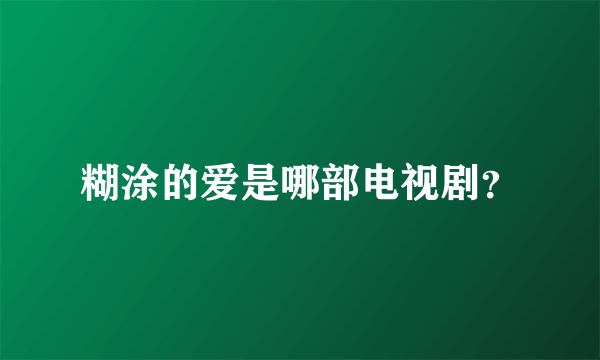 糊涂的爱是哪部电视剧？