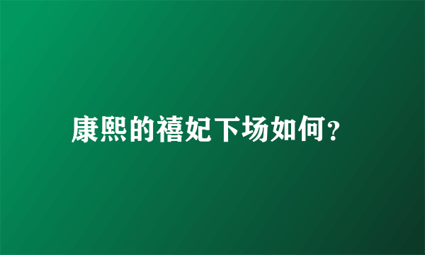 康熙的禧妃下场如何？