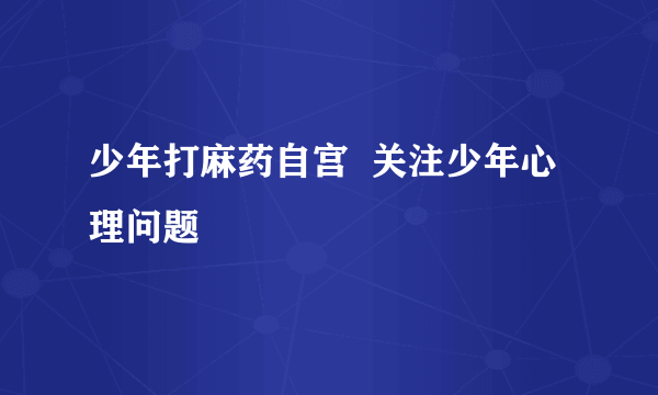 少年打麻药自宫  关注少年心理问题