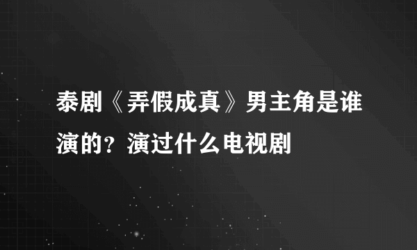 泰剧《弄假成真》男主角是谁演的？演过什么电视剧