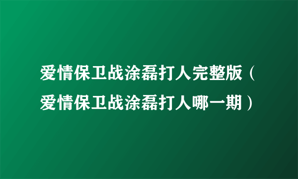 爱情保卫战涂磊打人完整版（爱情保卫战涂磊打人哪一期）