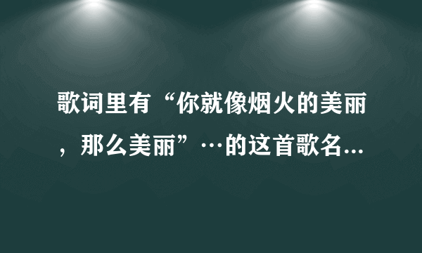 歌词里有“你就像烟火的美丽，那么美丽”…的这首歌名是什么？