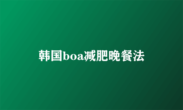 韩国boa减肥晚餐法